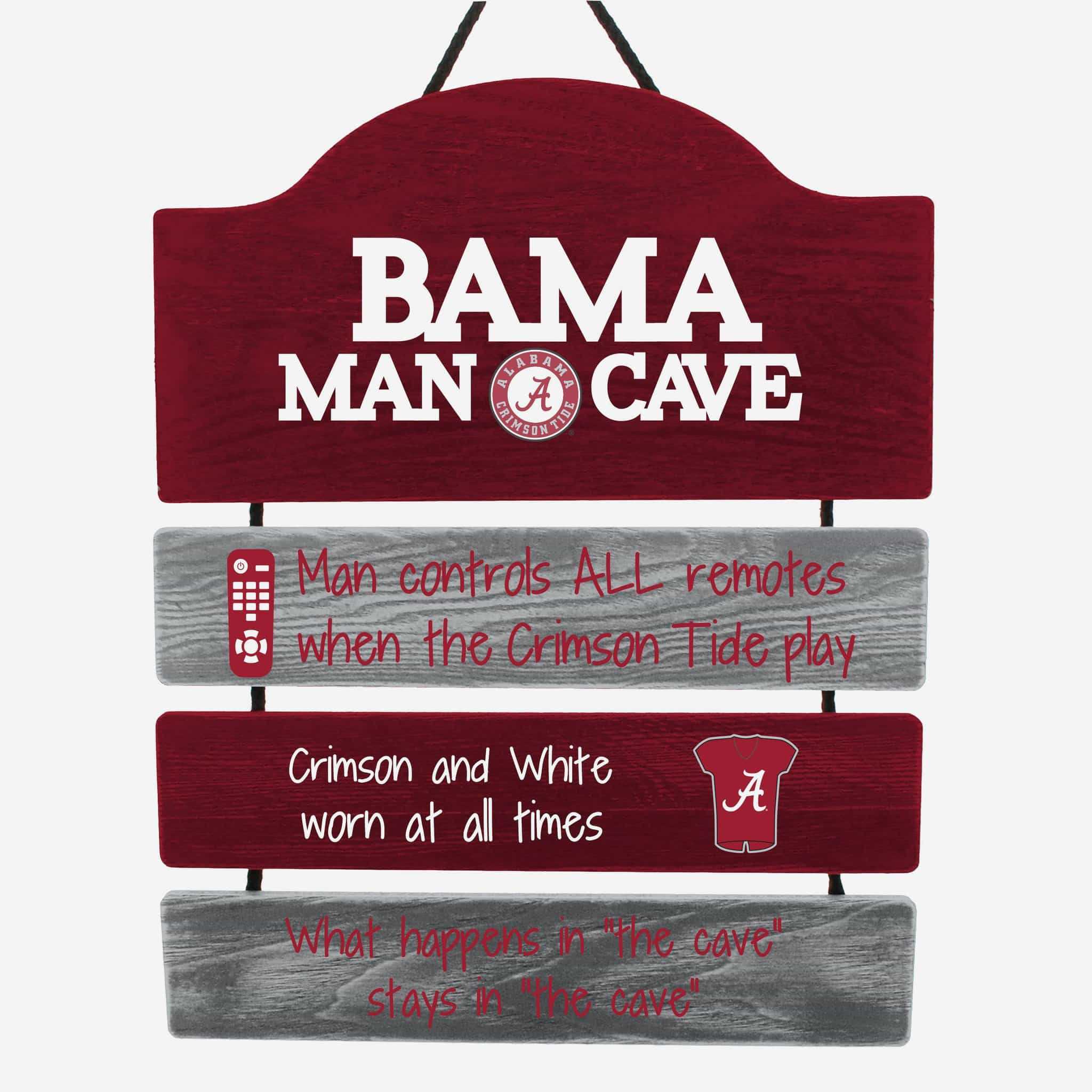 Alabama Crimson Tide Man Cave Rules Sign