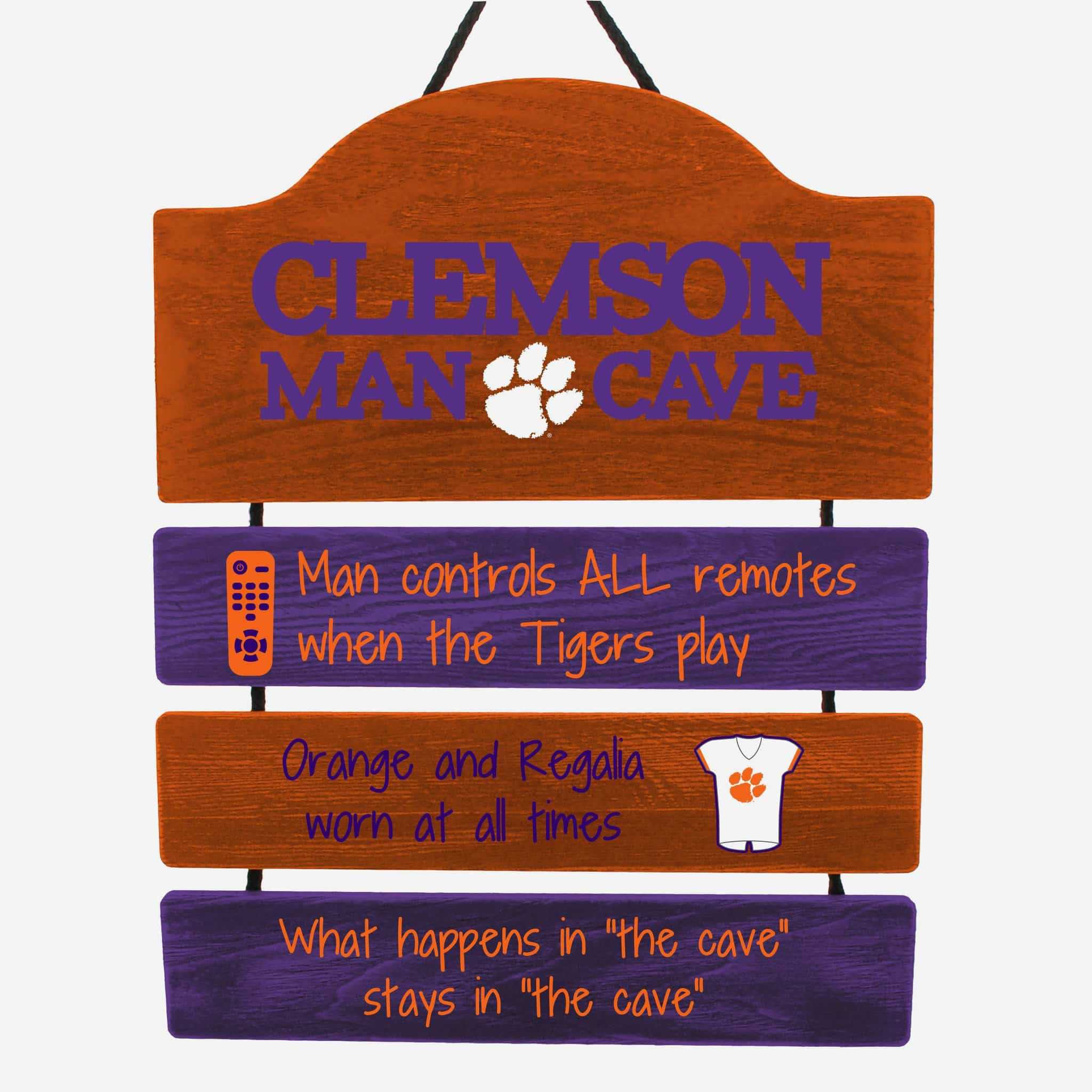 Clemson Tigers Man Cave Rules Sign