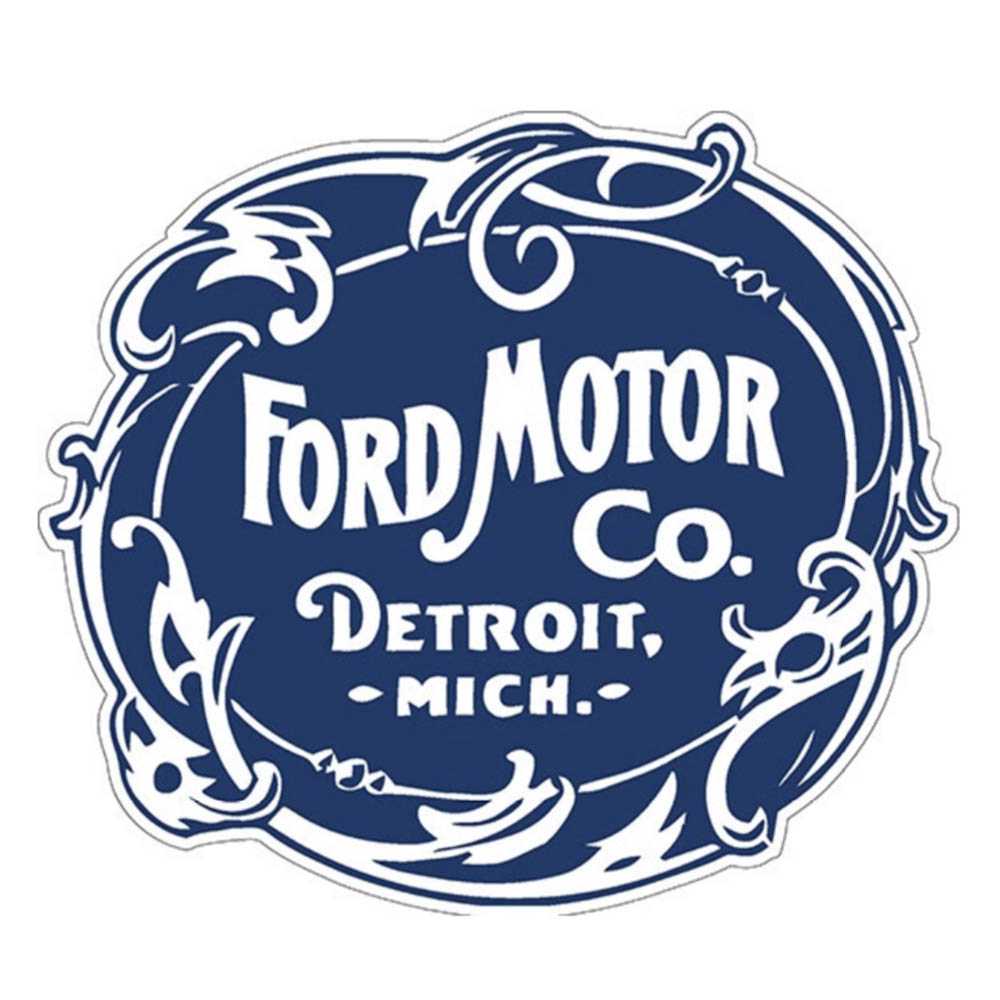 Vintage Ford Motor Co. Logo Shaped Embossed Metal Sign