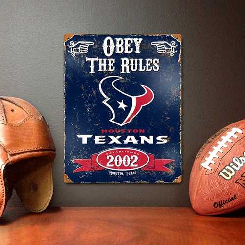 Houston Texans Embossed Metal Sign
