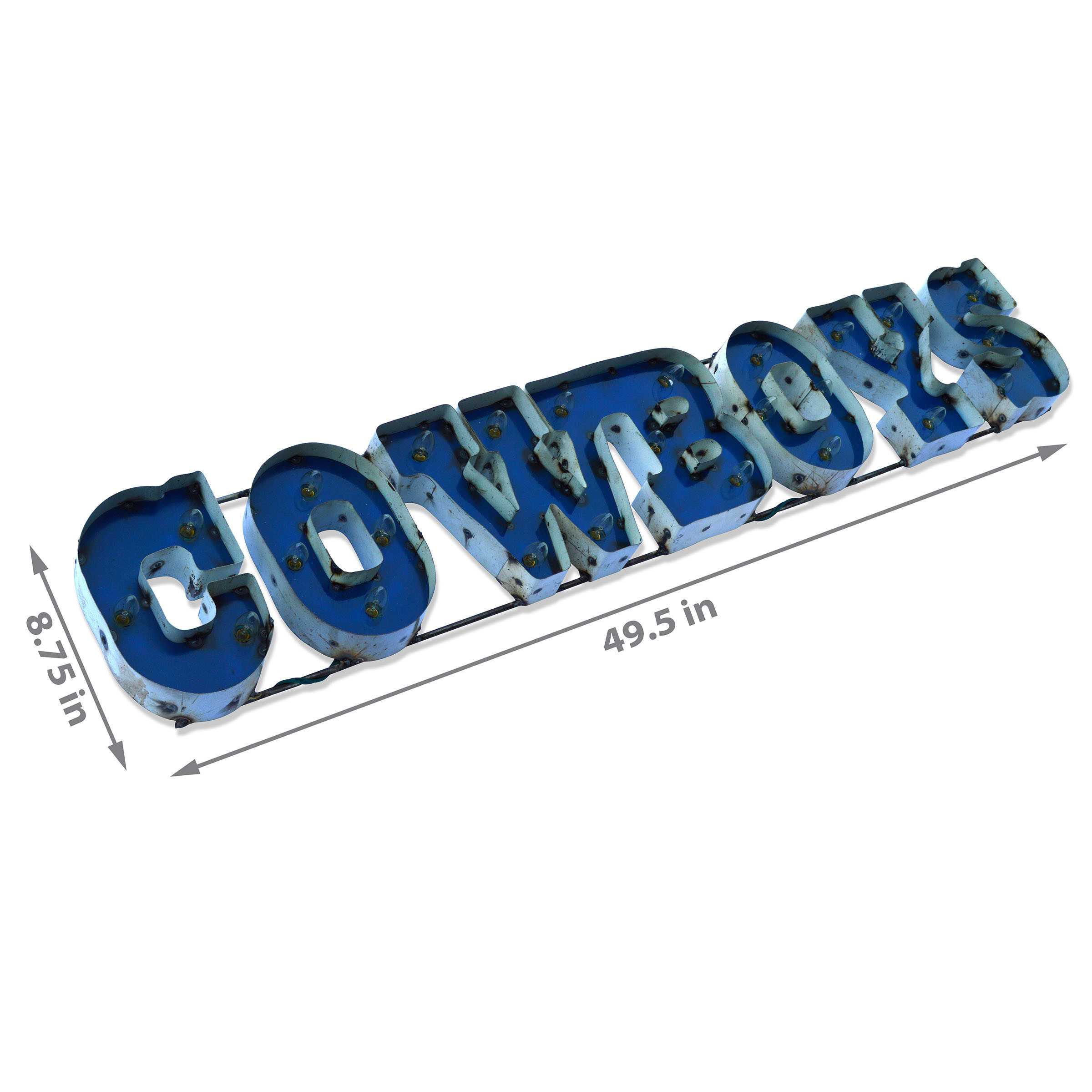 Dallas Cowboys Lighted Recycled Metal Sign