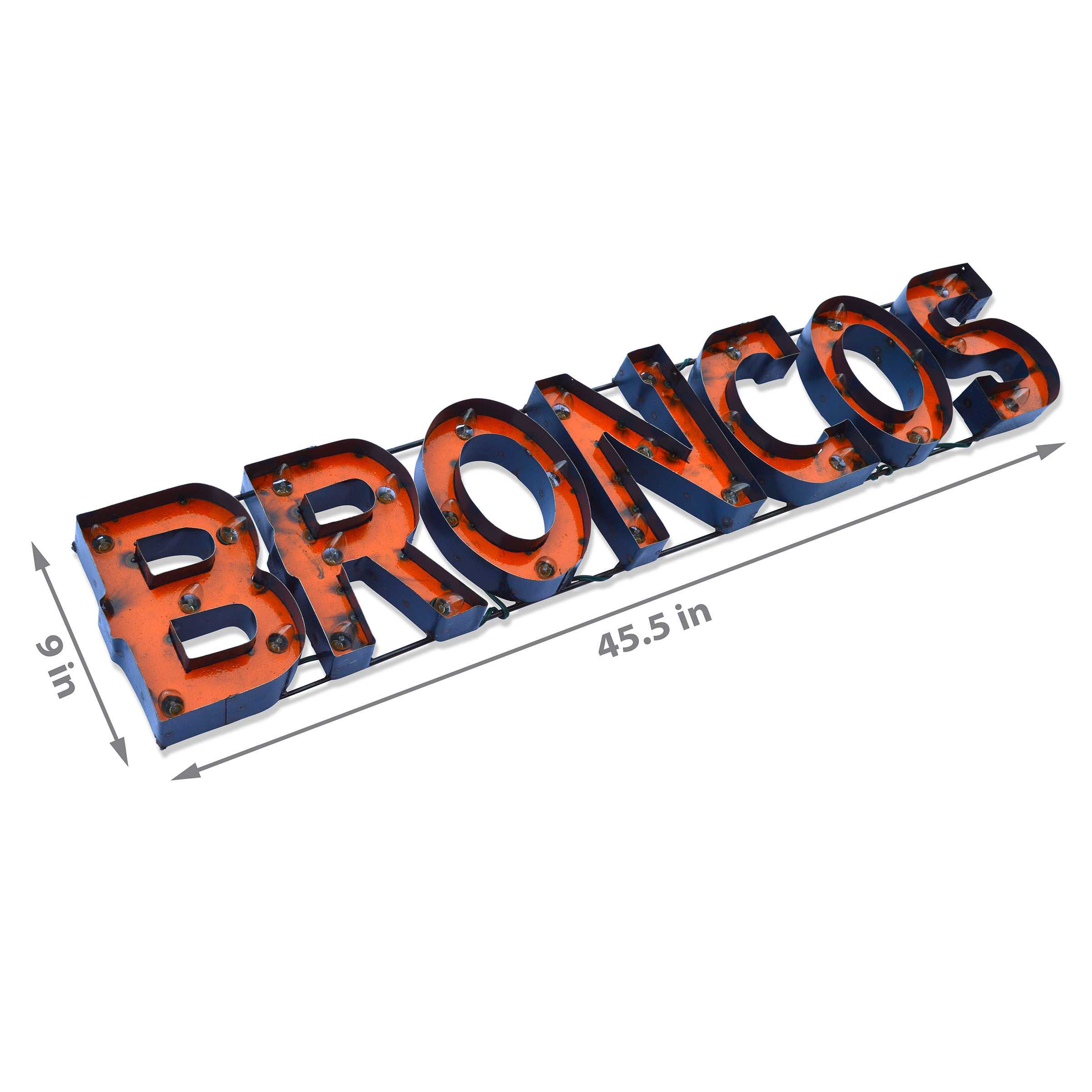 Denver Broncos Lighted Recycled Metal Sign