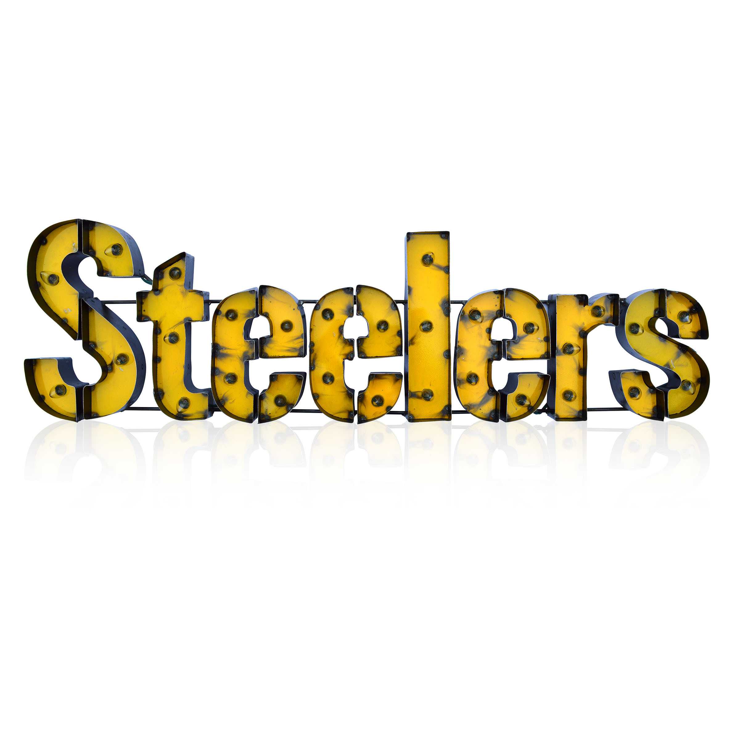 Pittsburgh Steelers Lighted Recycled Metal Sign