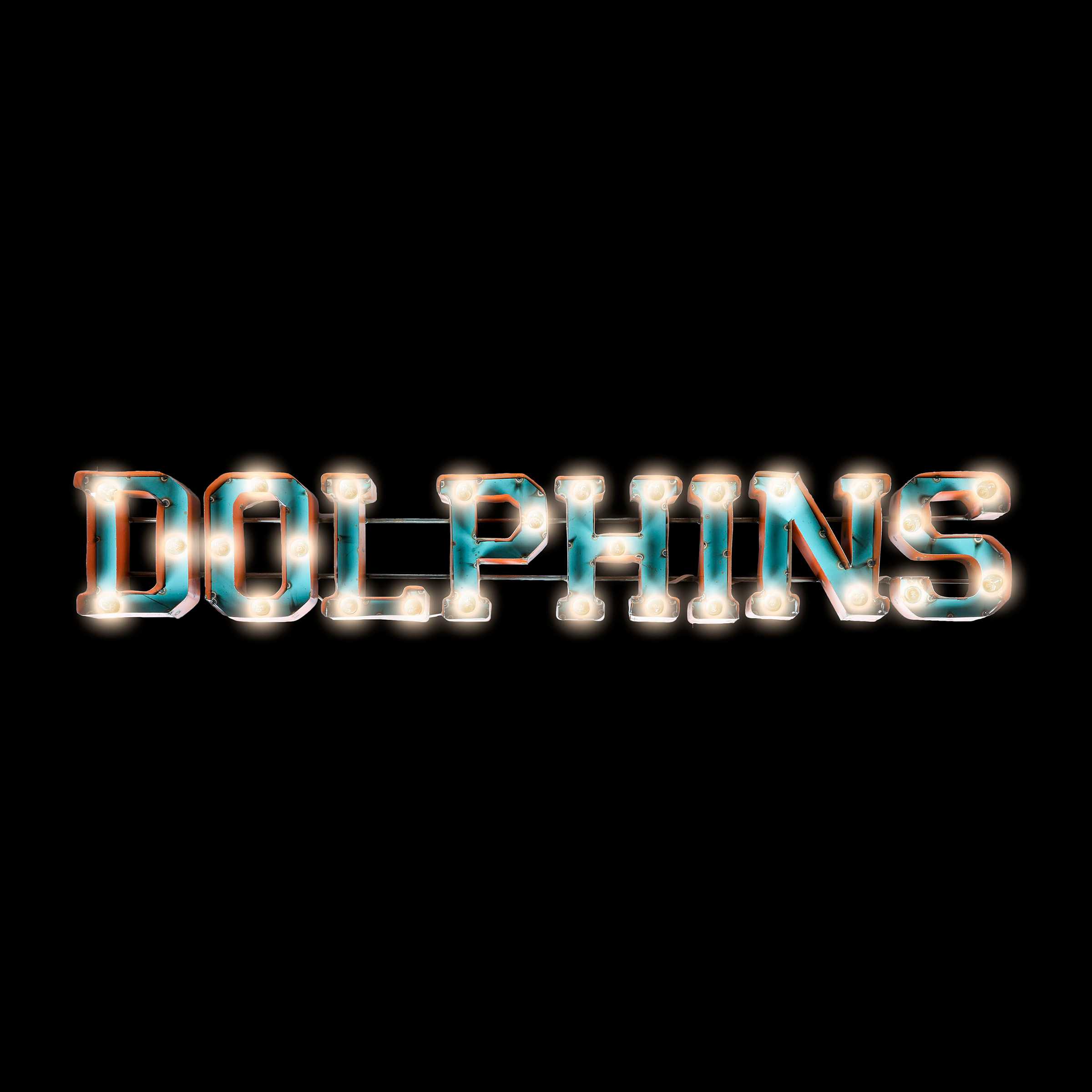 MIAMI DOLPHINS Lighted Recycled Metal Sign