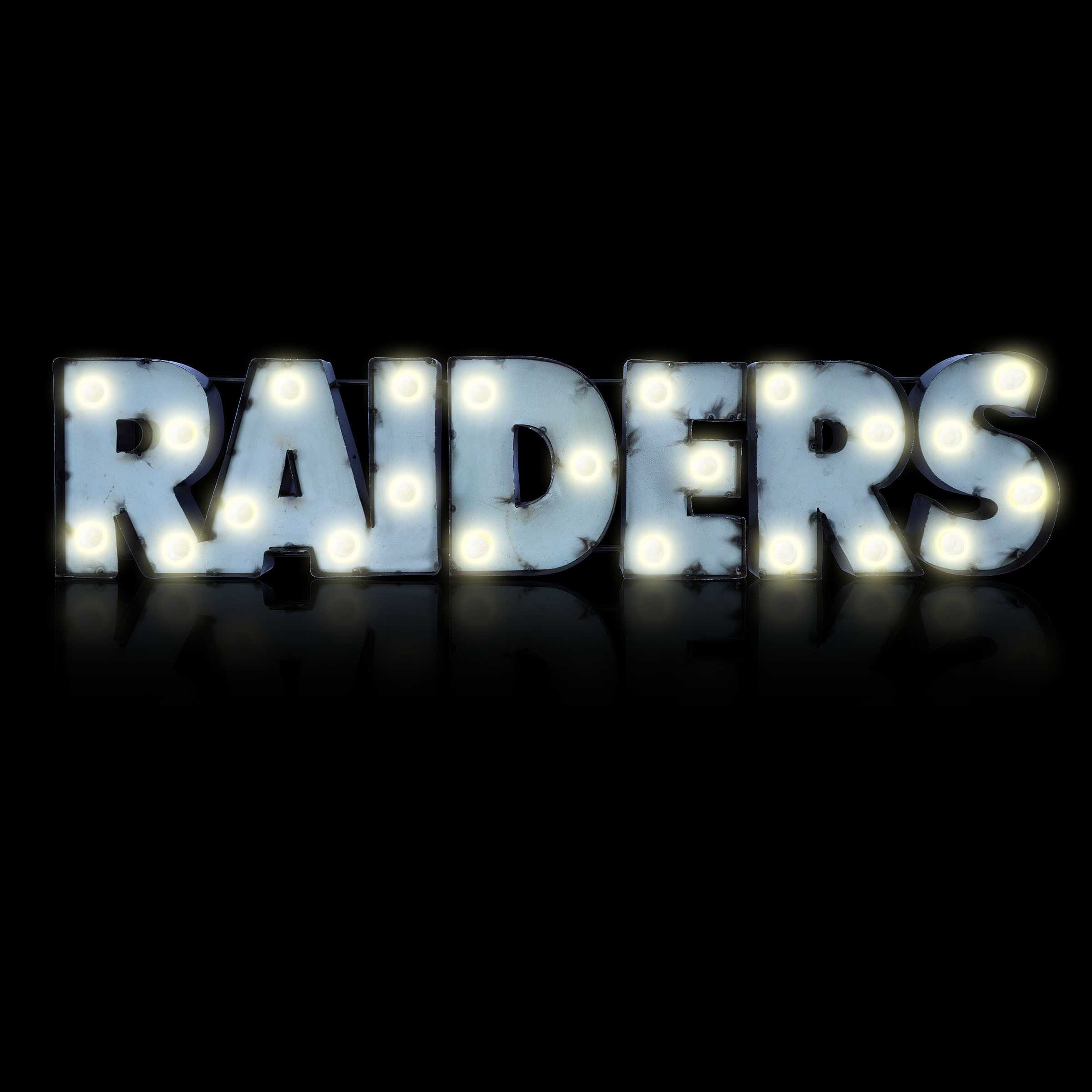 Oakland Raiders Lighted Recycled Metal Sign