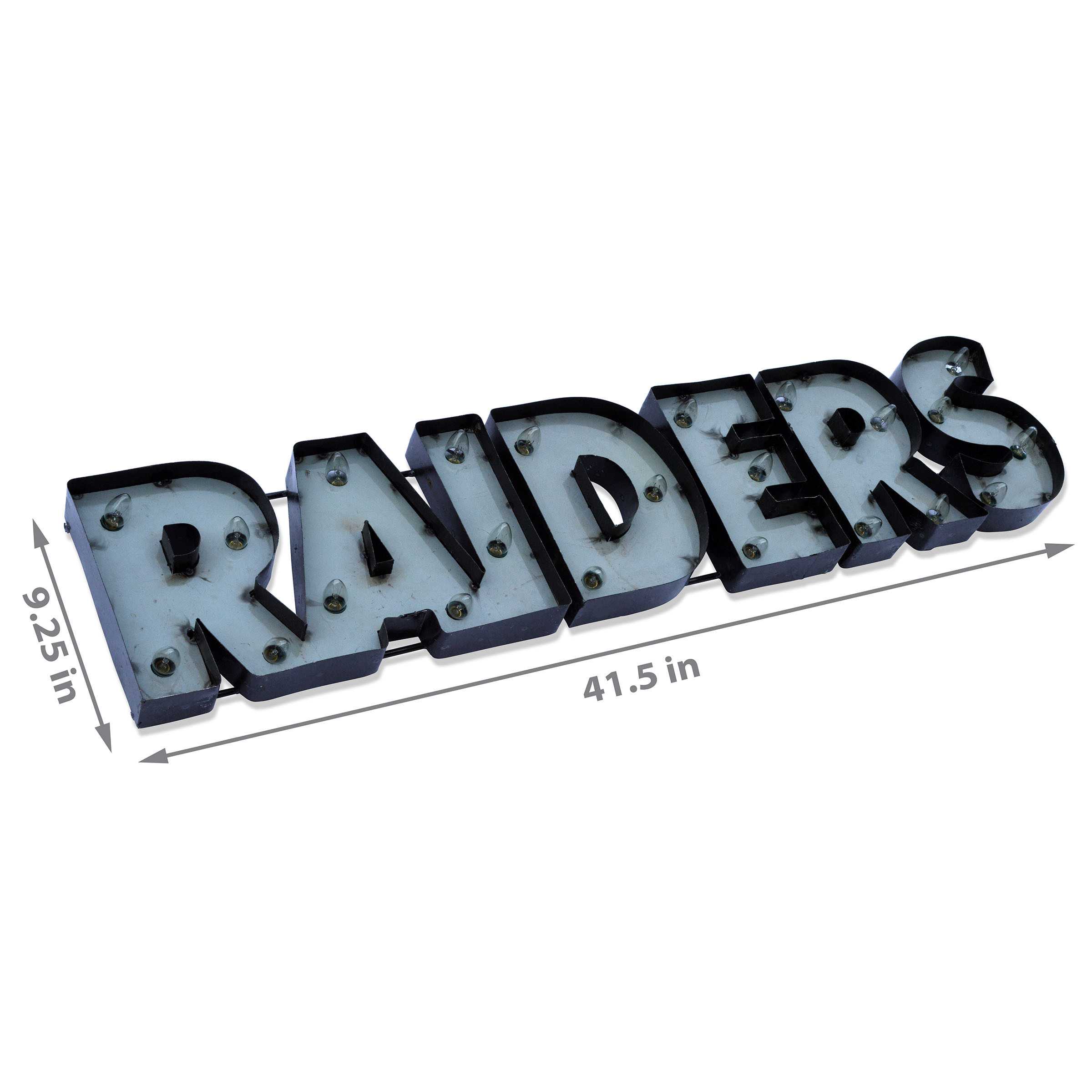 Oakland Raiders Lighted Recycled Metal Sign