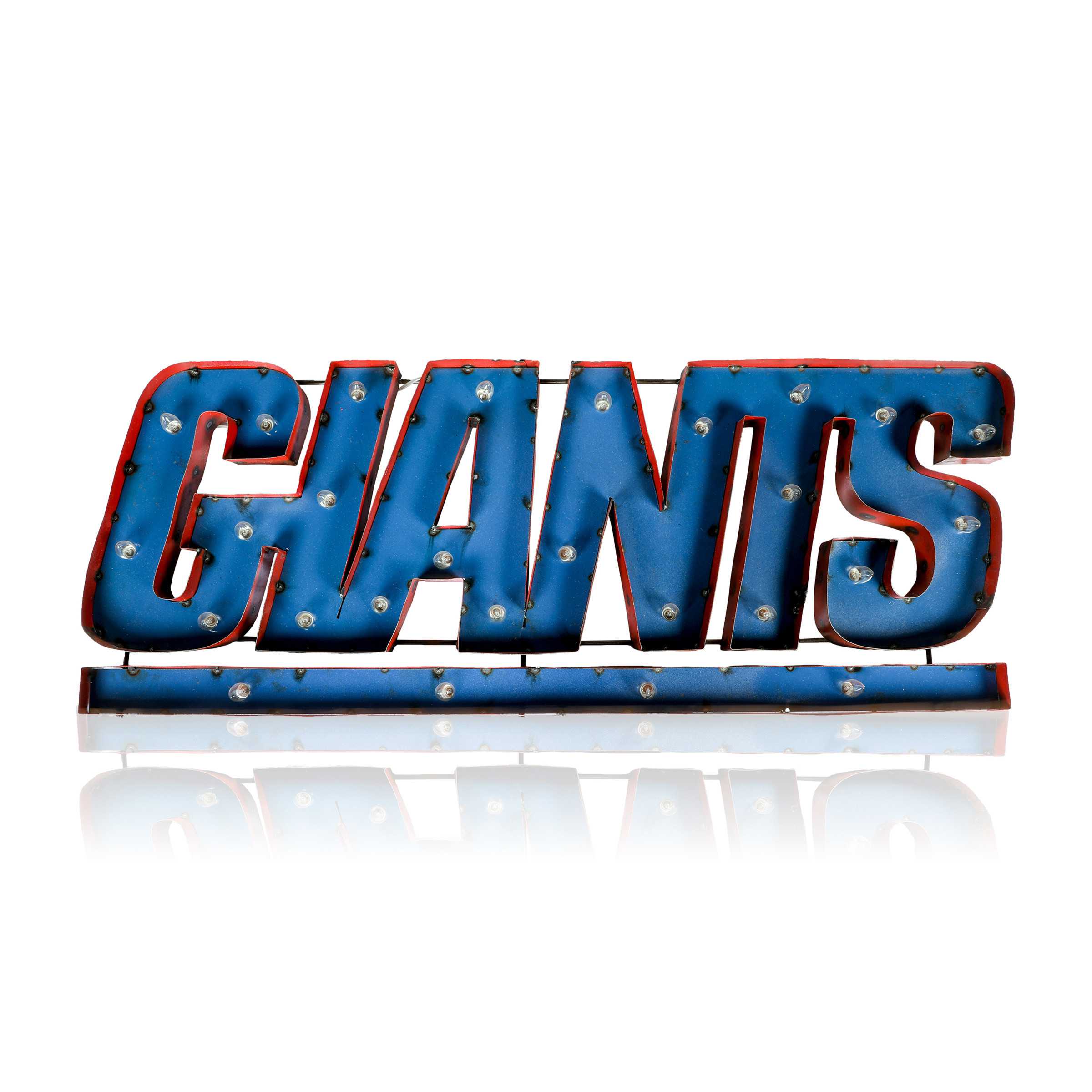 NEW YORK GIANTS Lighted Recycled Metal Sign