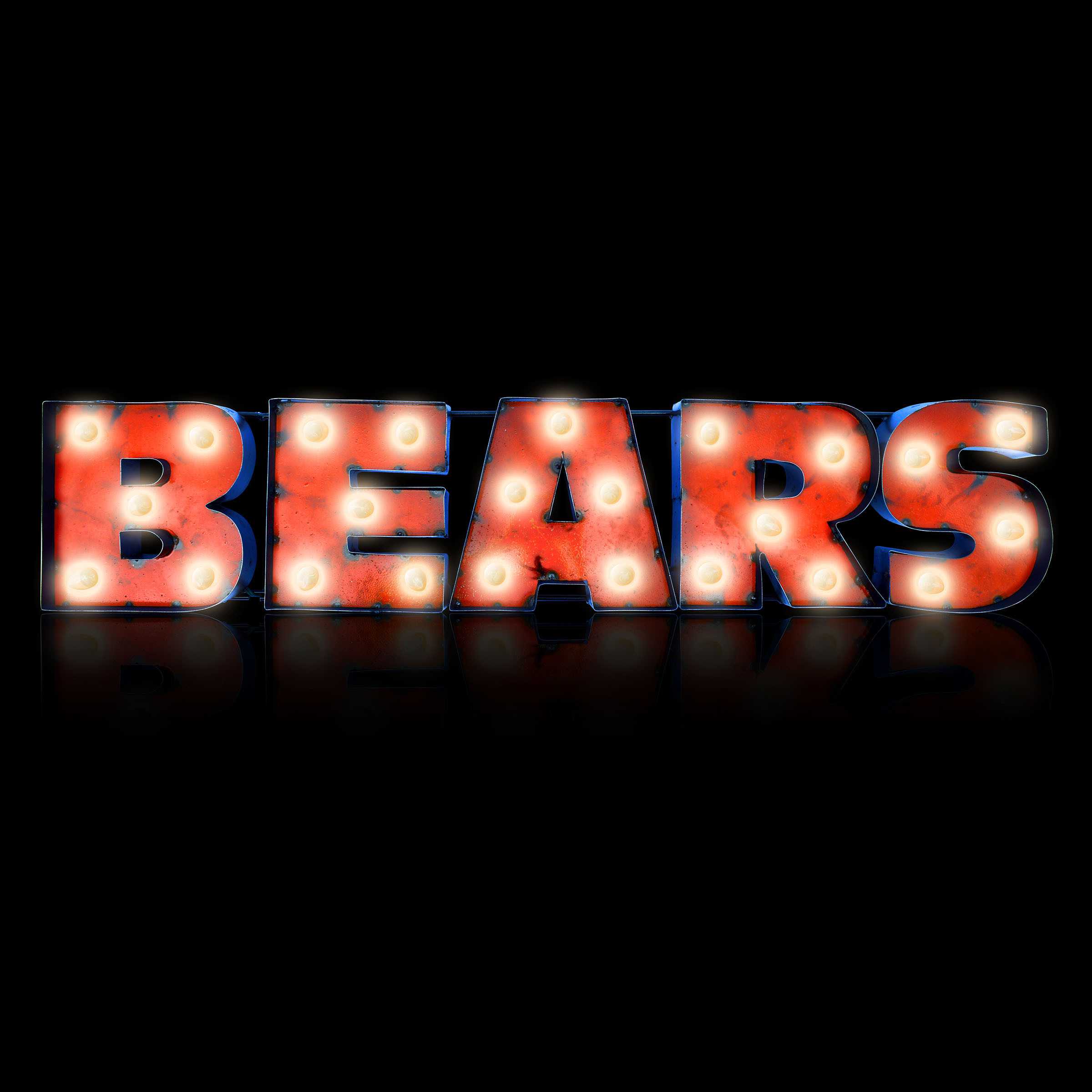 Chicago Bears Lighted Recycled Metal Sign