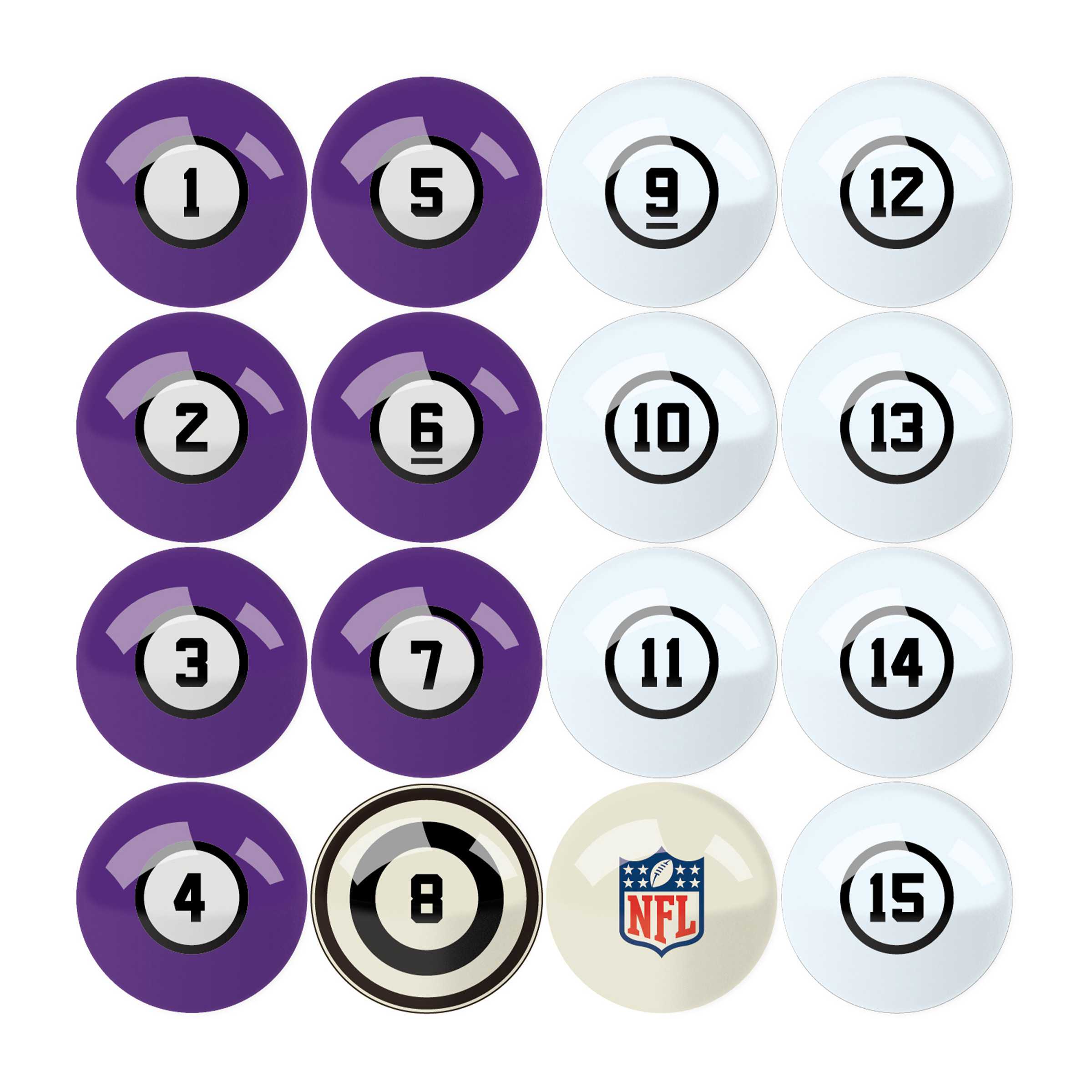 Minnesota Vikings Billiard Balls with Numbers