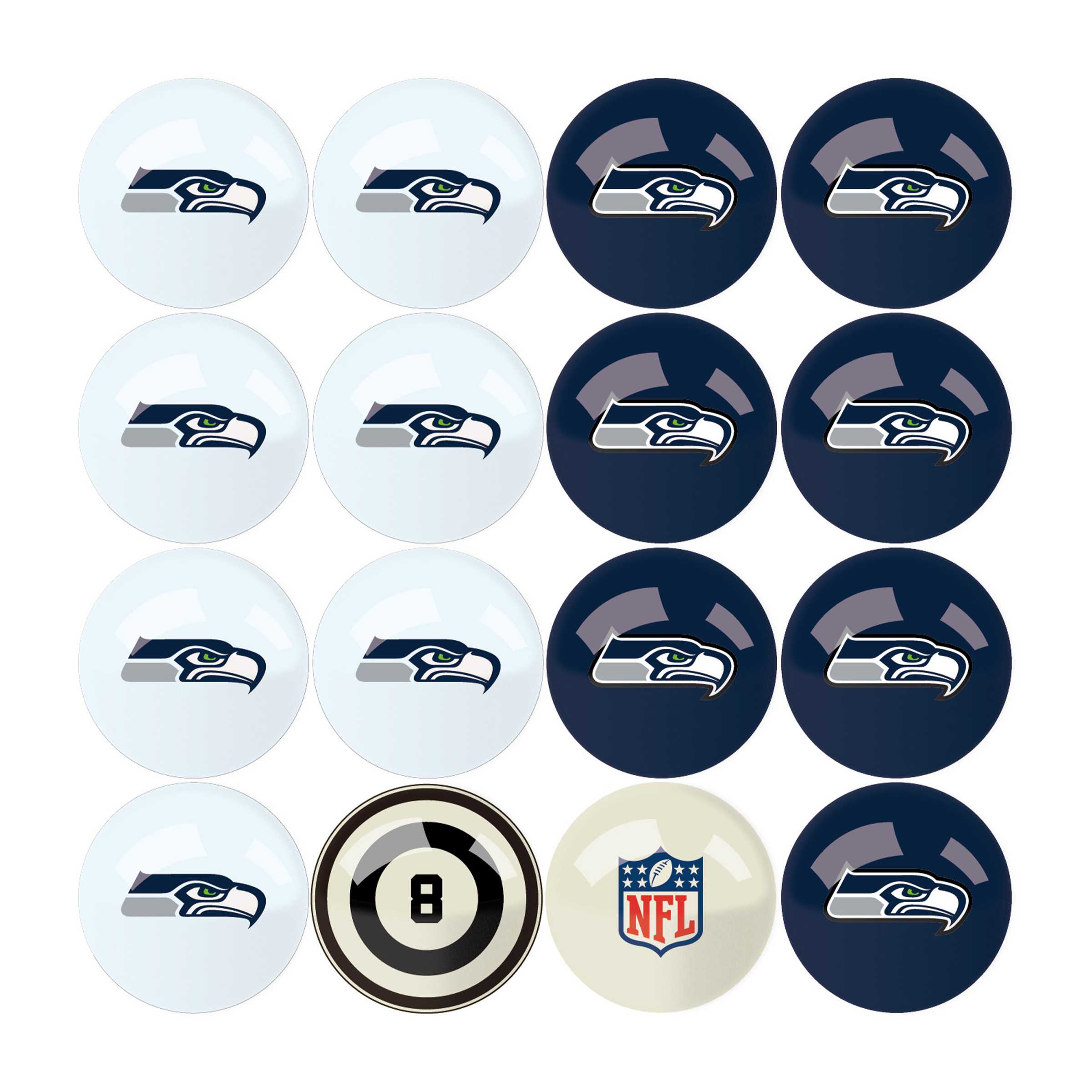 Seattle Seahawks Billiard Balls with Numbers