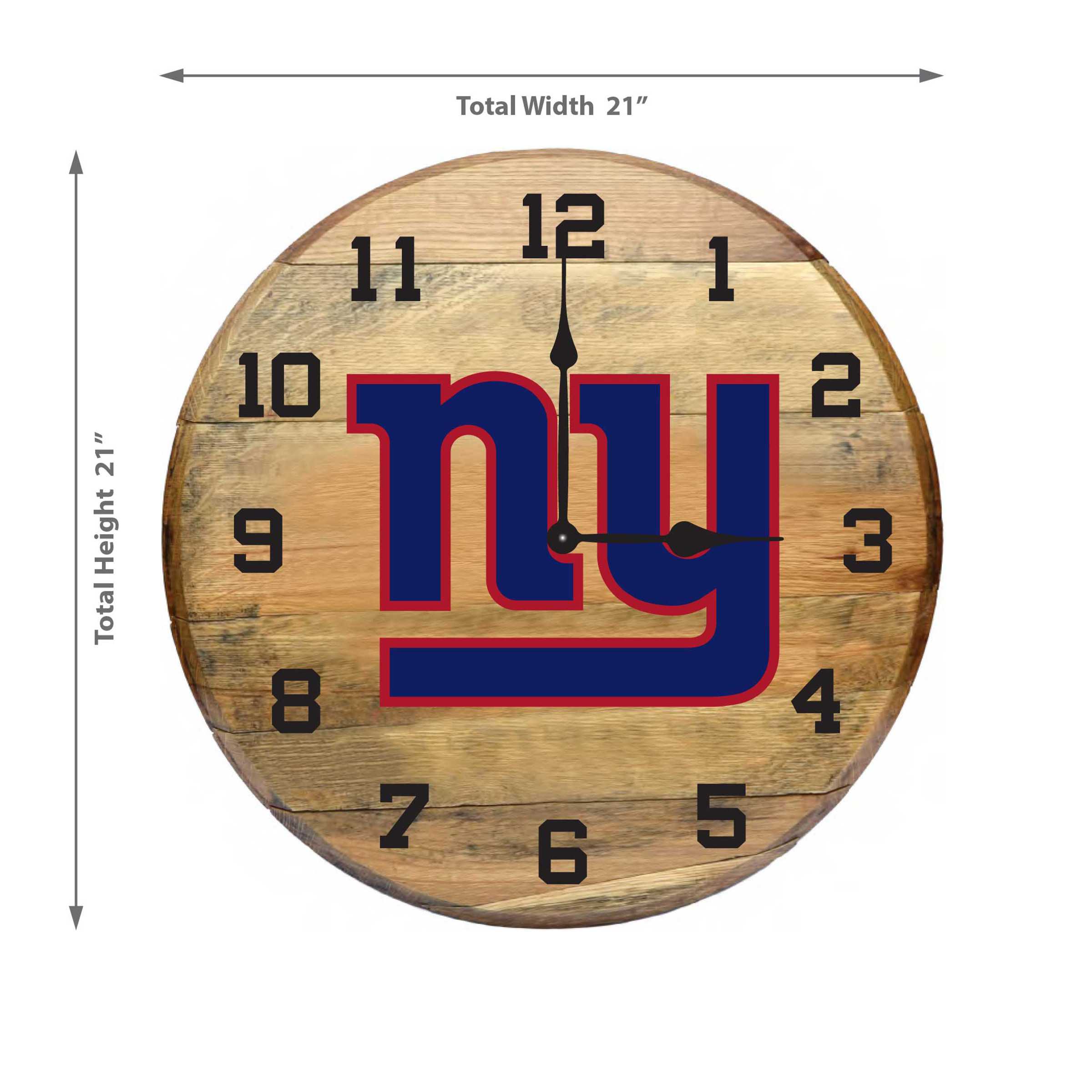 NEW YORK GIANTS Oak Barrel Clock