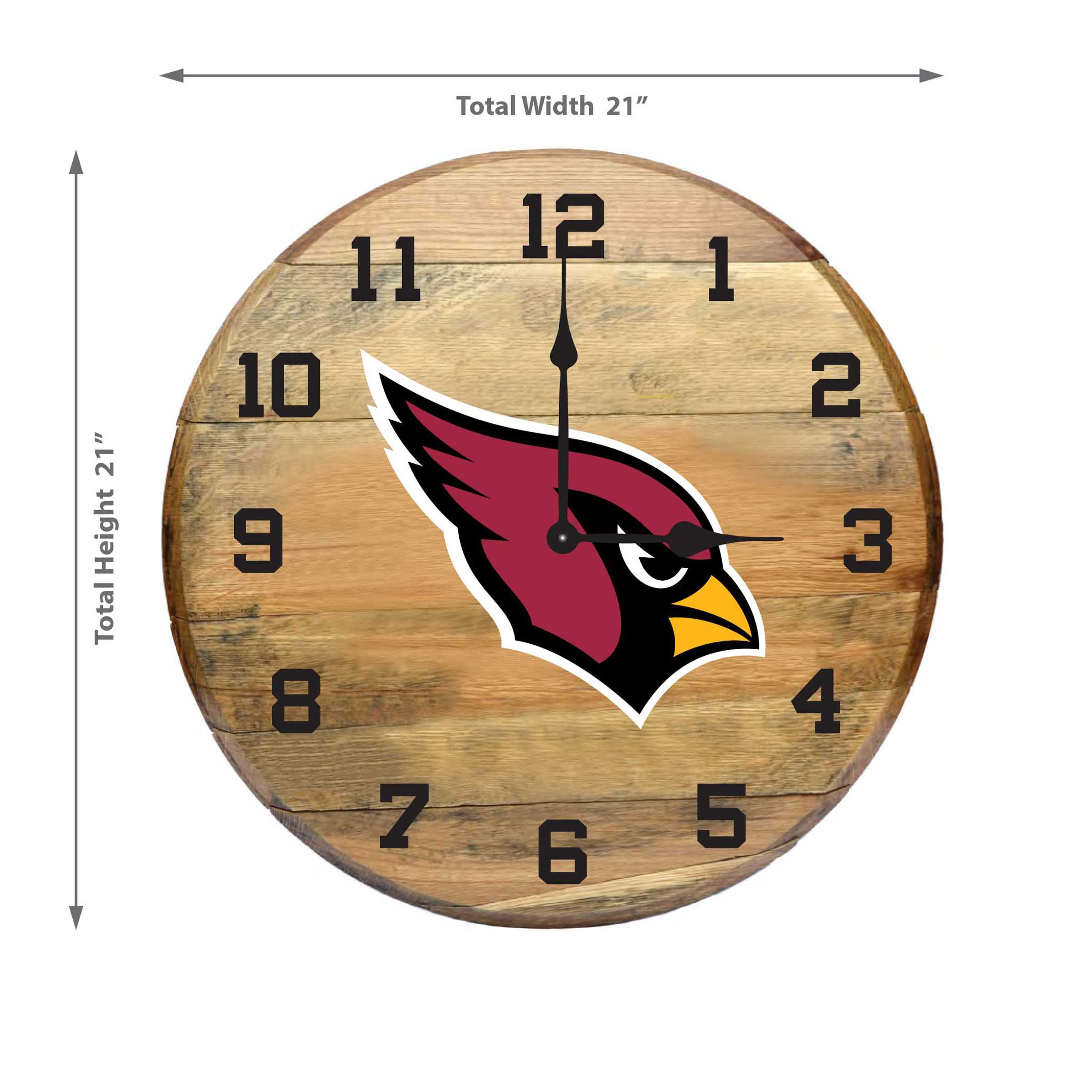 ARIZONA CARDINALS Oak Barrel Clock