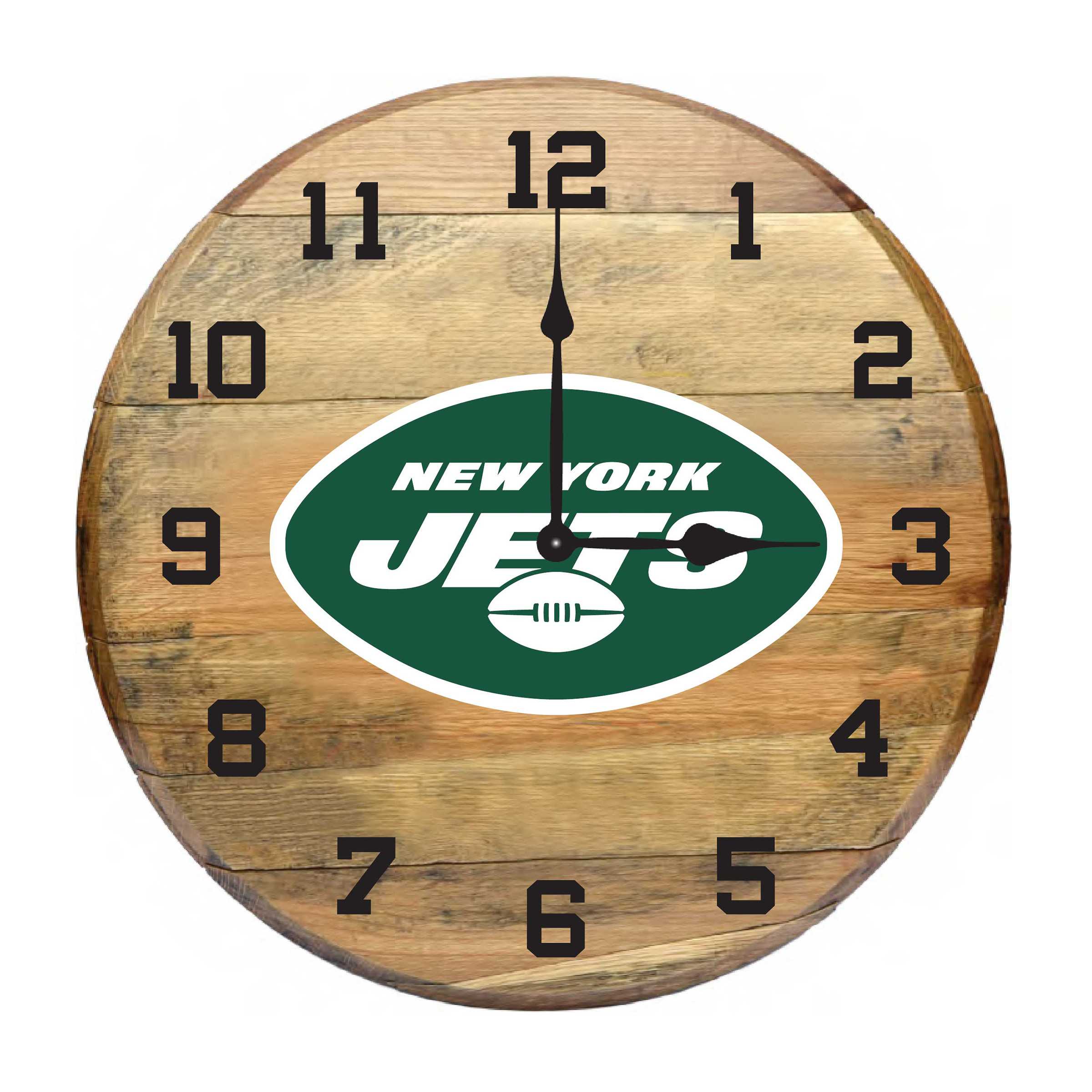 NEW YORK JETS Oak Barrel Clock