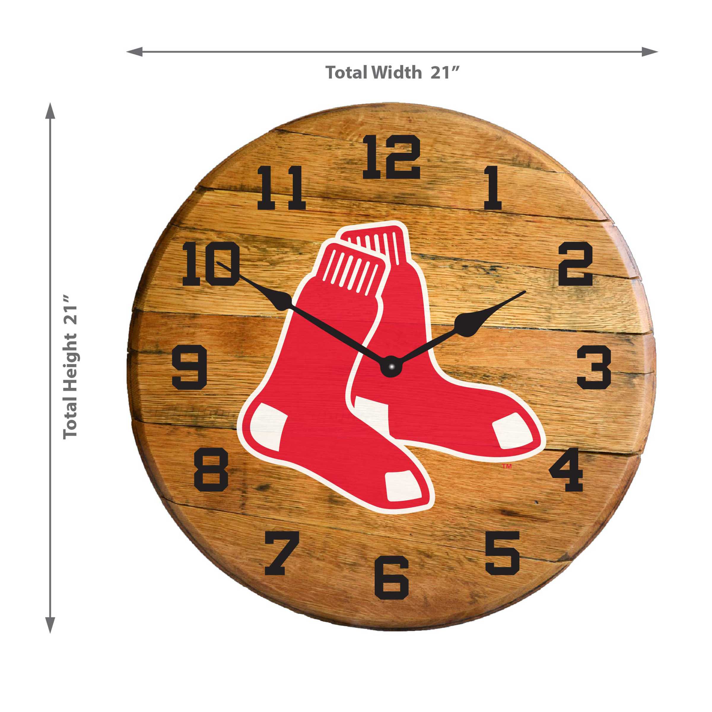 BOSTON RED SOX Oak Barrel Clock