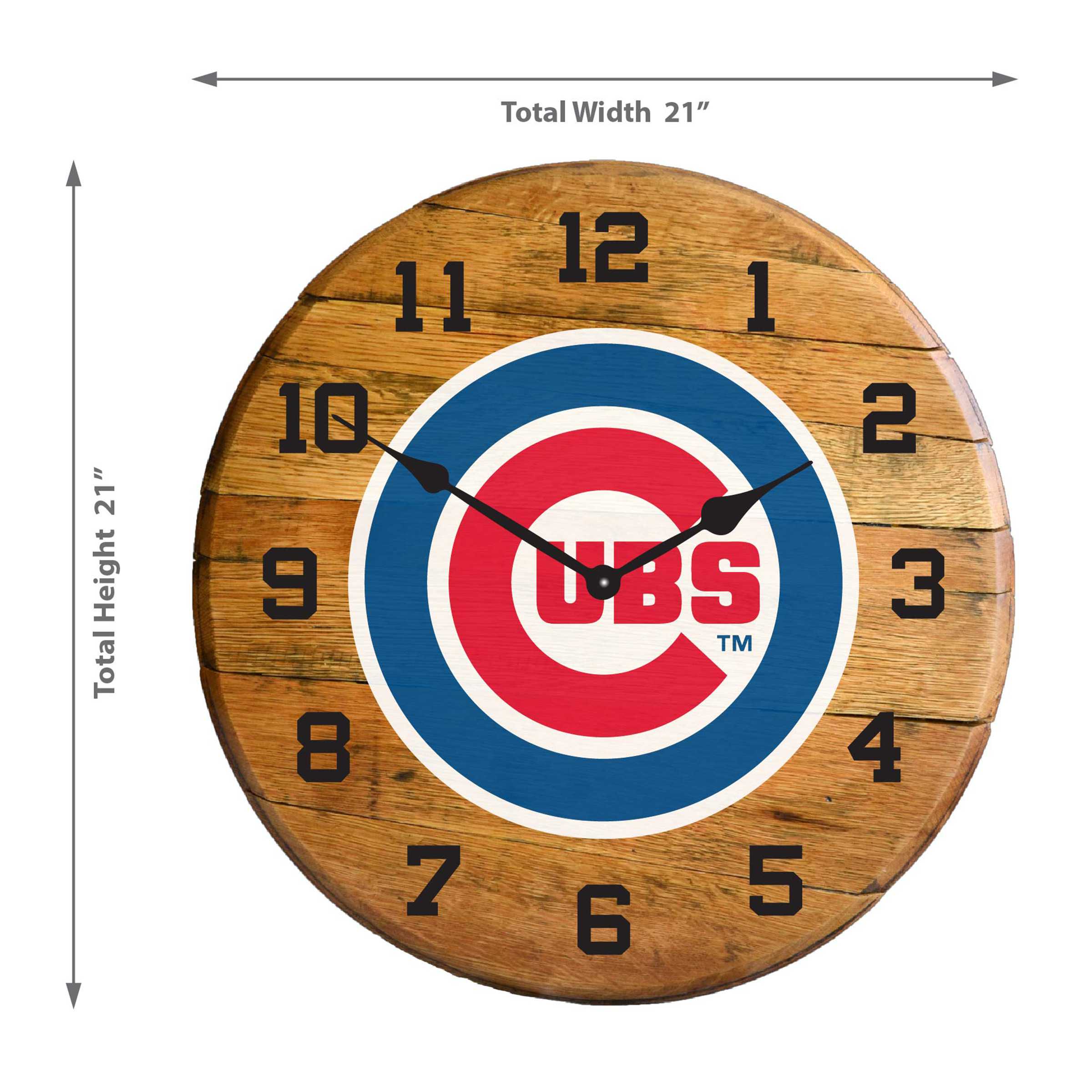 CHICAGO CUBS Oak Barrel Clock