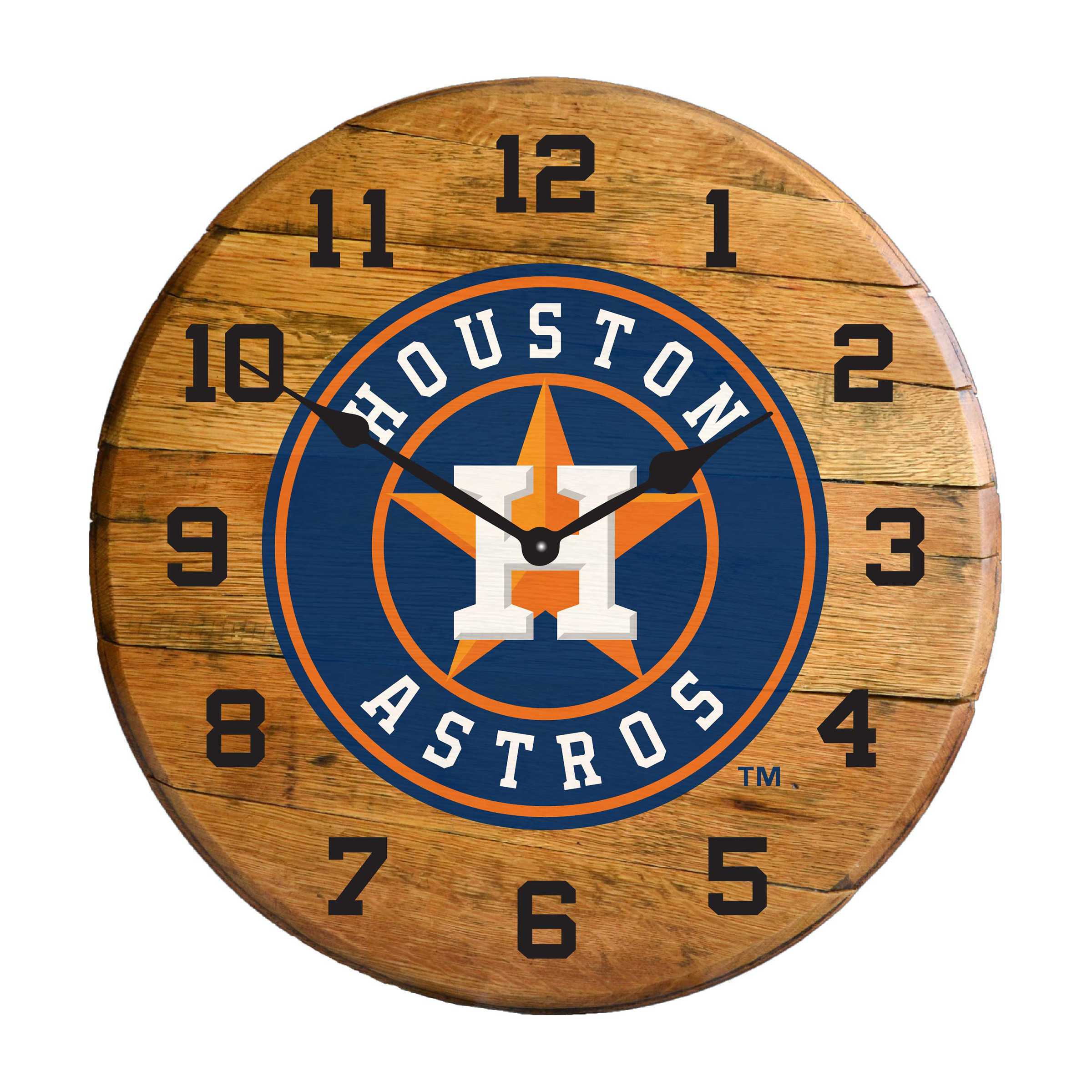 HOUSTON ASTROS Oak Barrel Clock