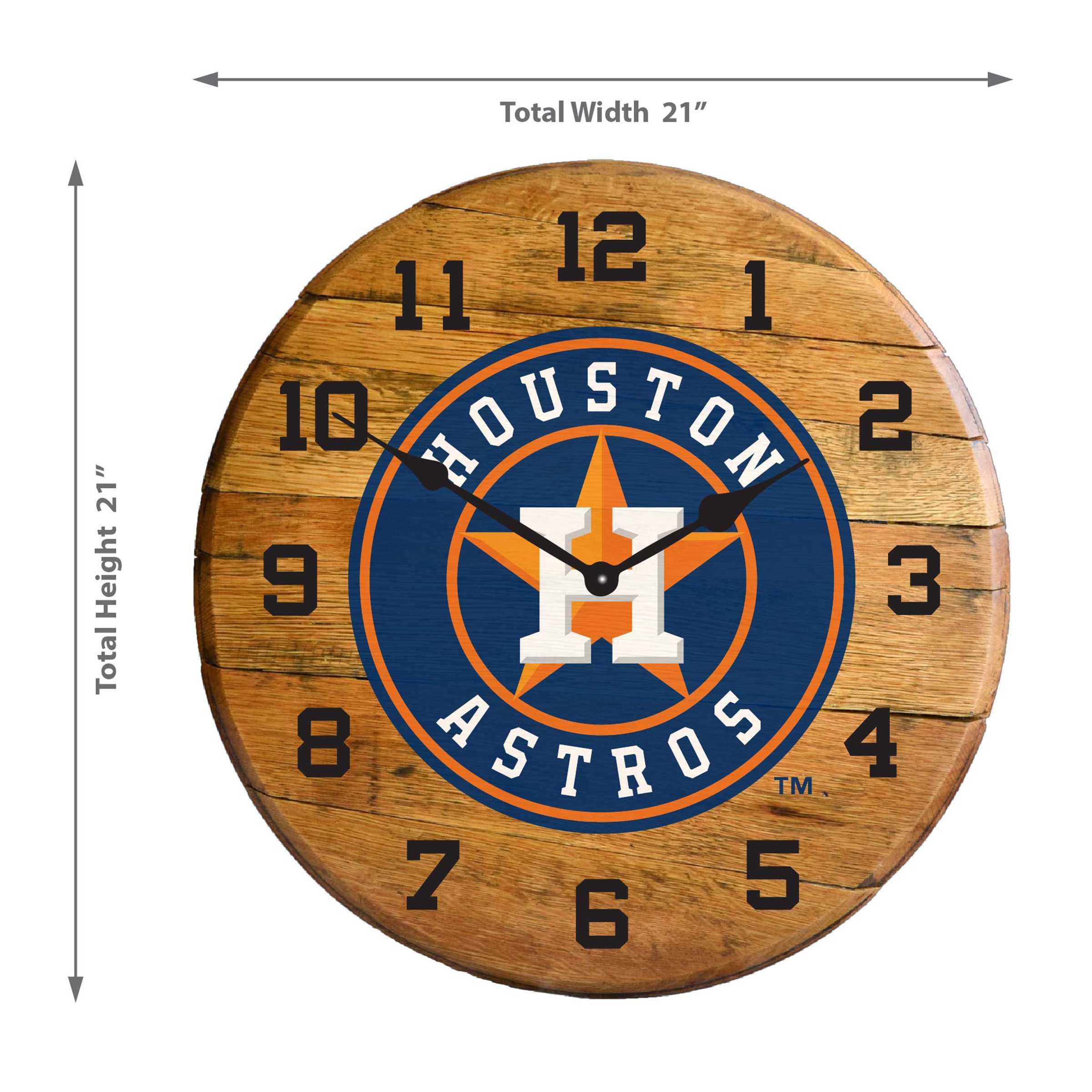 HOUSTON ASTROS Oak Barrel Clock