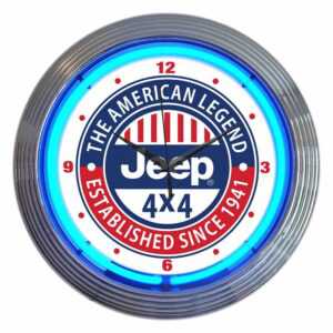 Jeep The American legend Blue Neon Clock