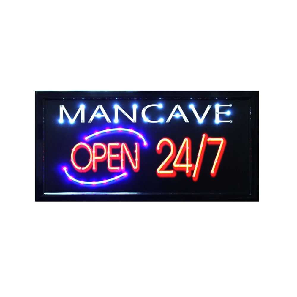 Man Cave Open 24/7 LED Sign