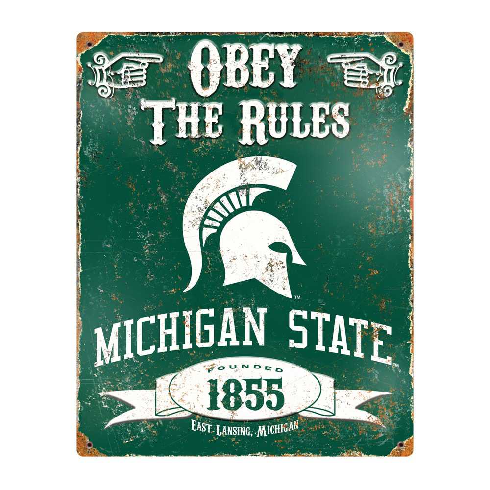 Michigan State Spartans Embossed Metal Sign