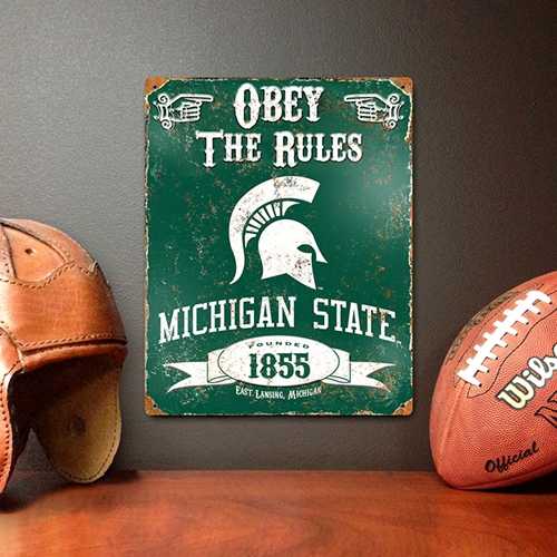 Michigan State Spartans Embossed Metal Sign