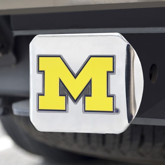 Michigan Wolverines Hitch Cover-Chrome