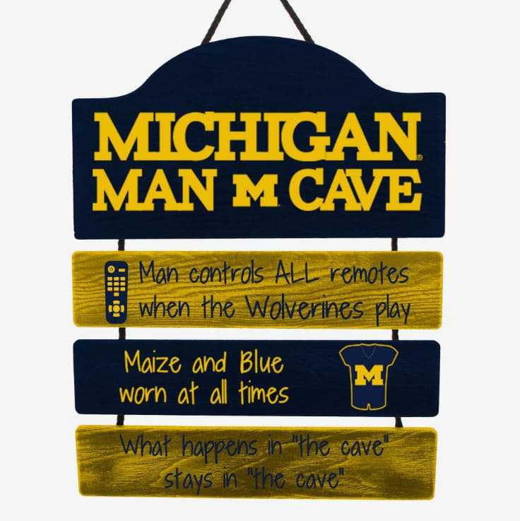 Michigan Wolverines Man Cave Rules Sign