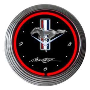 Ford Mustang Red Neon Clock