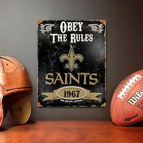 New Orleans Saints Embossed Metal Sign