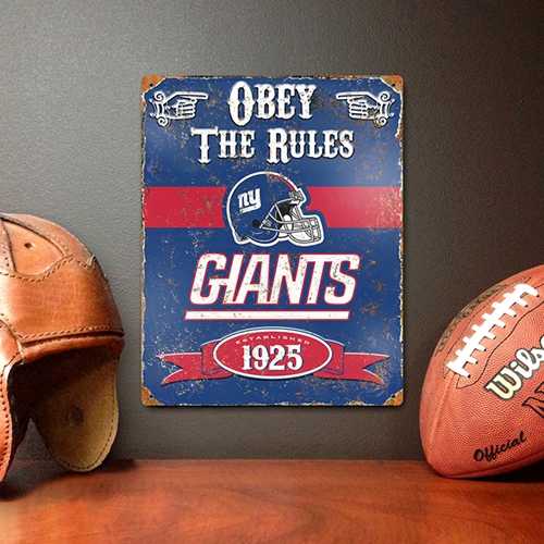 New York Giants Embossed Metal Sign