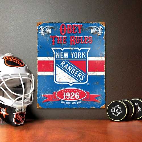 New York Rangers Embossed Metal Sign