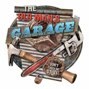 The Old Man's Garage Shaped Embossed Metal Sign