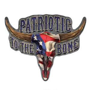 Patriotic to the Bone Shaped Embossed Metal Sign