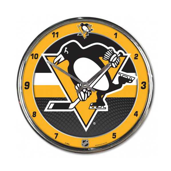 Pittsburgh Penguins Chrome Clock