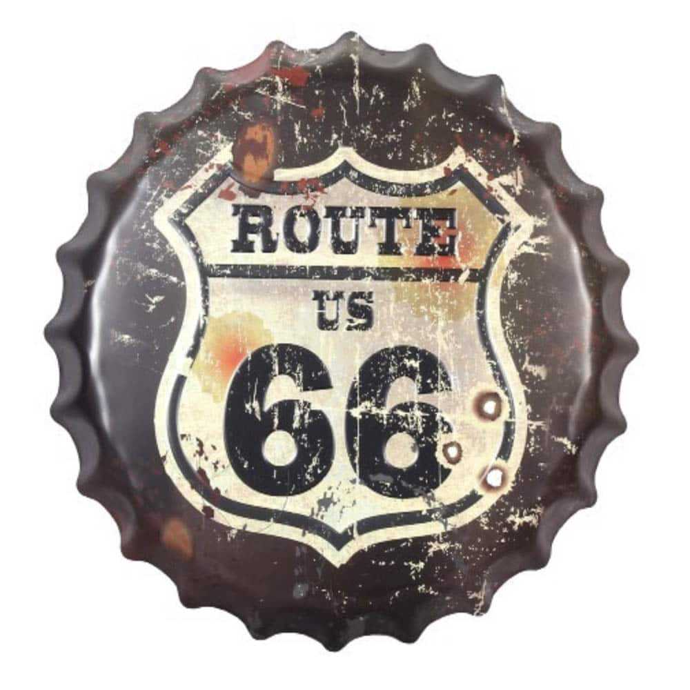 Route 66 Embossed Scalloped Edge Metal Sign