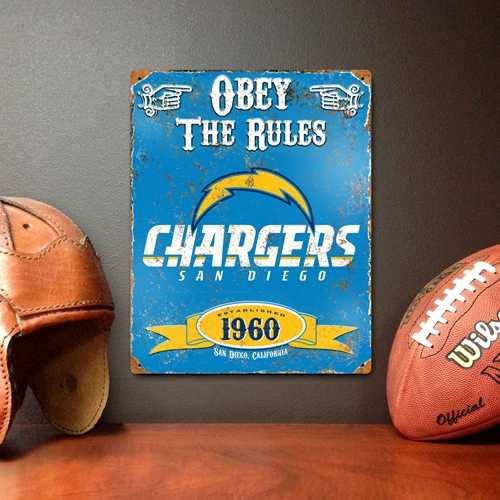 Los Angeles Chargers Embossed Metal Sign