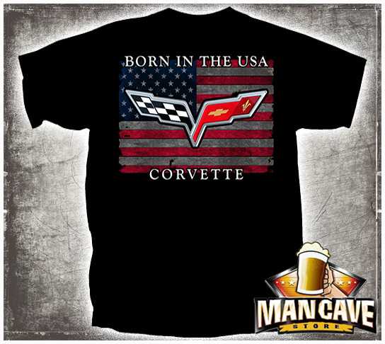Corvette Born in the USA Logo Black T-shirt