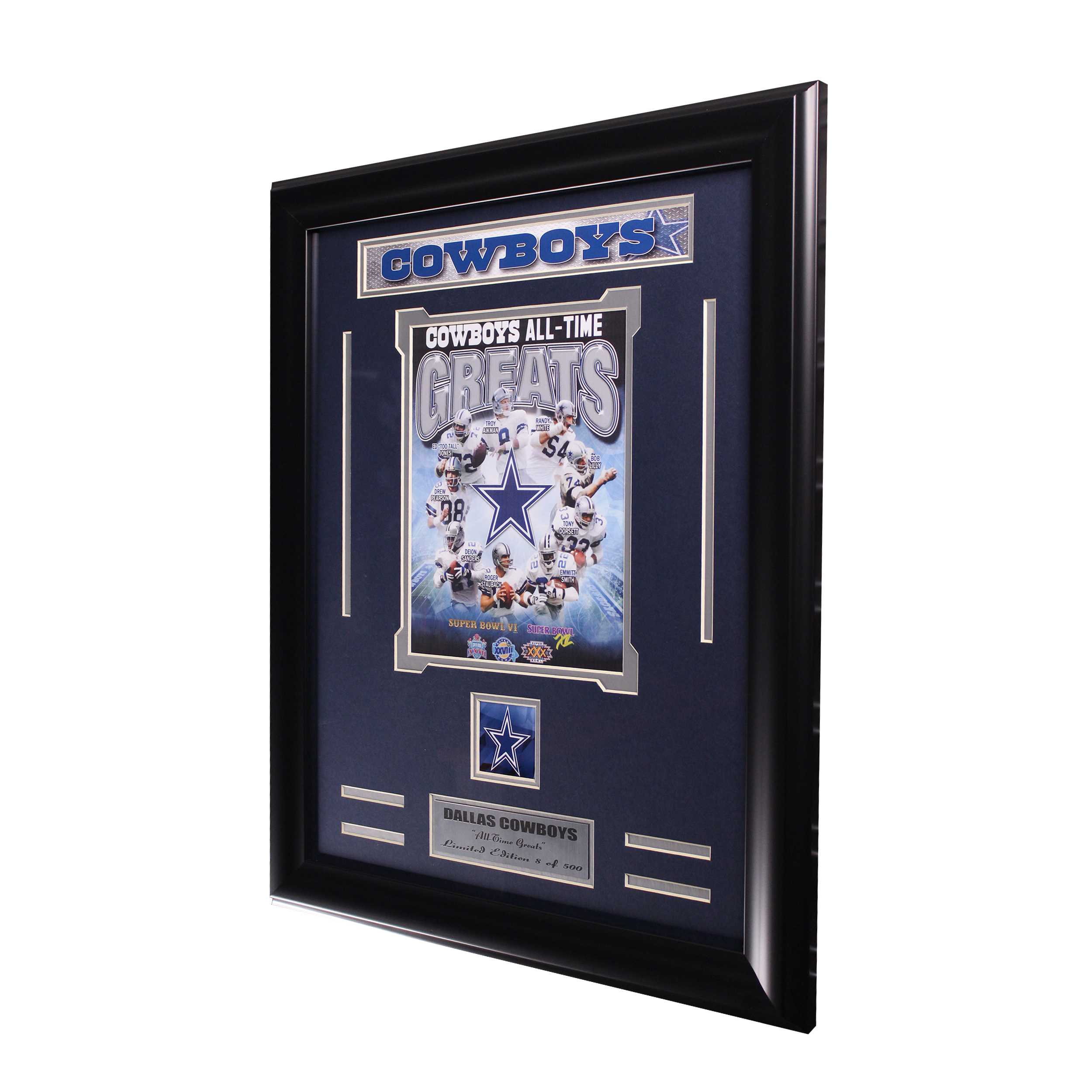 Dallas Cowboys Engraved Signature Collage with Team Pin Picture Frame