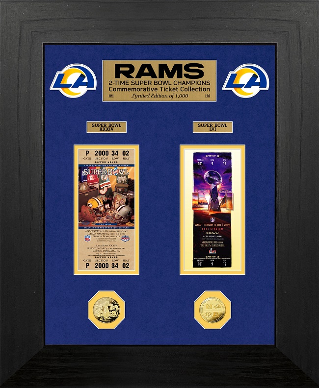 St. Louis Rams Framed Super Bowl Ticket and Game Coin Collection